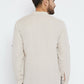 Even Apparels Beige Linen Linen Men's Kurta With Band Collar | Swadesiicart