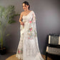 Joban Fashion White Floral Motifs Banarasi Silk Sarees | Swadesiicart