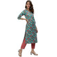 Anubhutee Women's Cotton Regular Floral Printed Green Kurta Set | Swadesiicart