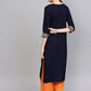 Anubhutee Navy Blue Yoke Design Straight Kurta | Swadesiicart