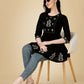 Jyoti Fashion Women's Black Viscose Rayon Embroidered Casual Top | Swadesiicart