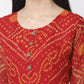 Myshka Women Red Georgette Printed 3/4 Sleeve Round Neck Kurta Pant Dupatta Set