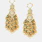Ruby Raang 22k Gold Polished Kundan Chand Earrings With Ear Chains | Swadesiicart