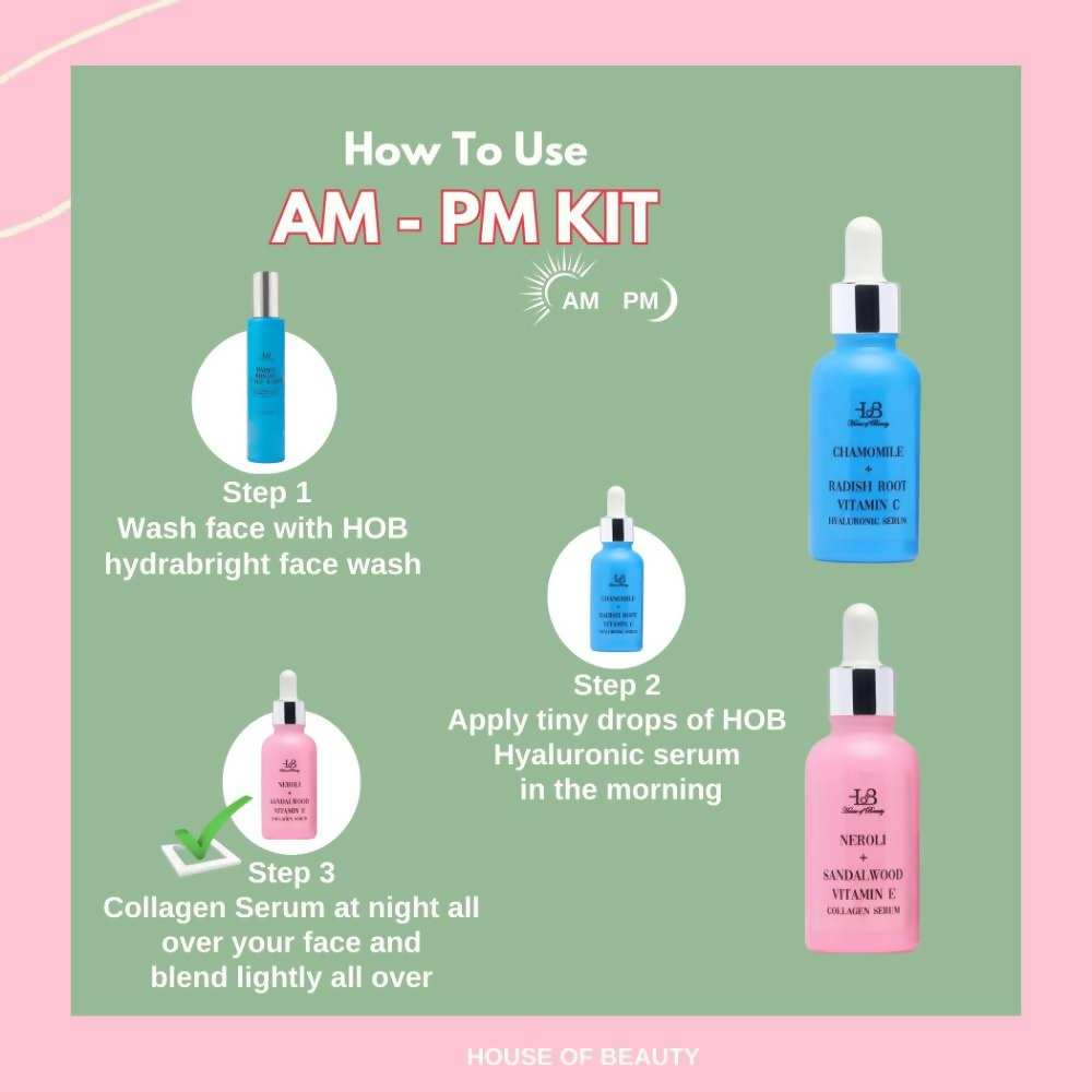 House of Beauty Am + Pm Pack - Collagen + Hyaluronic Serum - Swadesiicart
