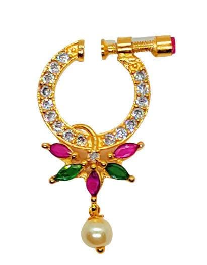 Multicolor AD Designer Beautiful Nose Ring | Swadesiicart
