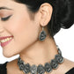 Mominos Fashion Johar Kamal Oxidised Silver-Plated Brass Finish Choker For Women | Swadesiicart
