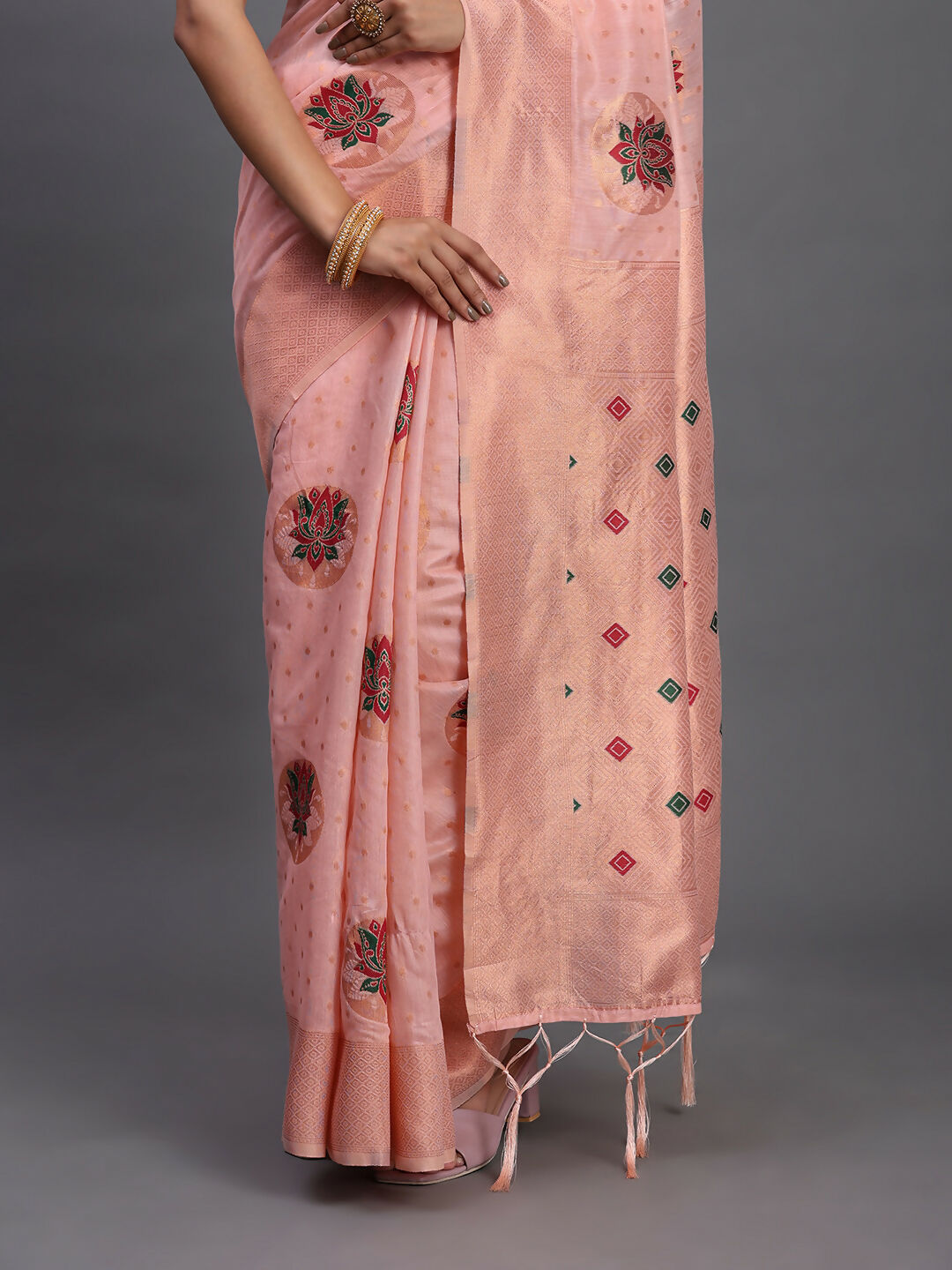 Shree Shyam Fashion Linen Cotton Light Pink Saree