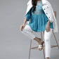 Juniper Women Skyblue Rayon Slub Polka Print Peplum Tunic | Swadesiicart