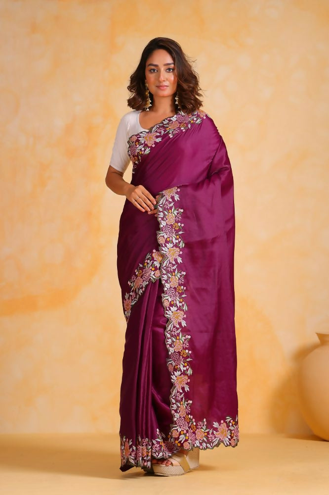 Vamsee Sundha Purple Tussar Silk Saree - Swadesiicart