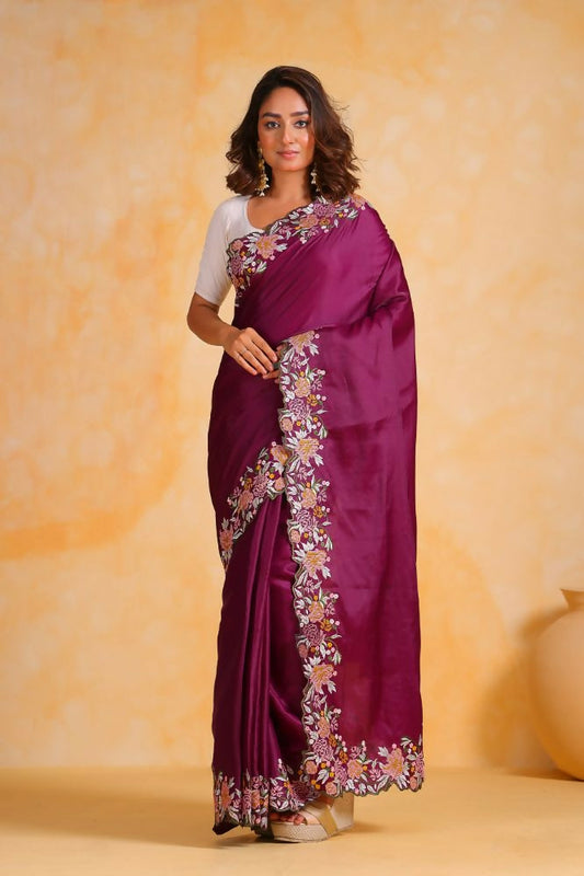 Vamsee Sundha Purple Tussar Silk Saree - Swadesiicart