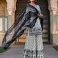 Juniper Women's Off White Rayon Floral Placement Kurta With Sharara And Dupatta Set | Swadesiicart
