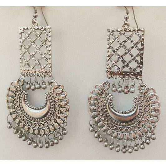 MS Fashion India Antique Silver Oxidized Vintage Chandbali Bollywood Style Earrings | Swadesiicart