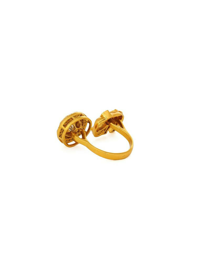 Kundan Gold plated Elephant and Round Ring - Ruby Raang | Swadesiicart