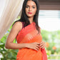 Very Much Indian Pure Cotton Handloom Saree With Intricate Borders - Orange | Swadesiicart