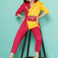 Women Republic Pink And Yellow Cotton Silk hand Embellished Coord set with Pouch | Swadesiicart