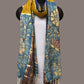 Olive and Blue Bandhani Kanchipuram Silk Handloom Dupatta with Kalamkari Design - Global Threads | Swadesiicart