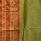 Olive and Red Narayanpet Silk Handloom Plain Saree with Traditional Border Design No Blouse - Global Threads | Swadesiicart