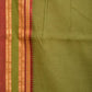Olive Bamboo Cotton Plain Saree with Temple Border Design - Global Threads | Swadesiicart