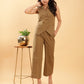 BohoJazz In-action Olive Green Tailored Waistcoat with Trousers Co-ord Set - Swadesiicart