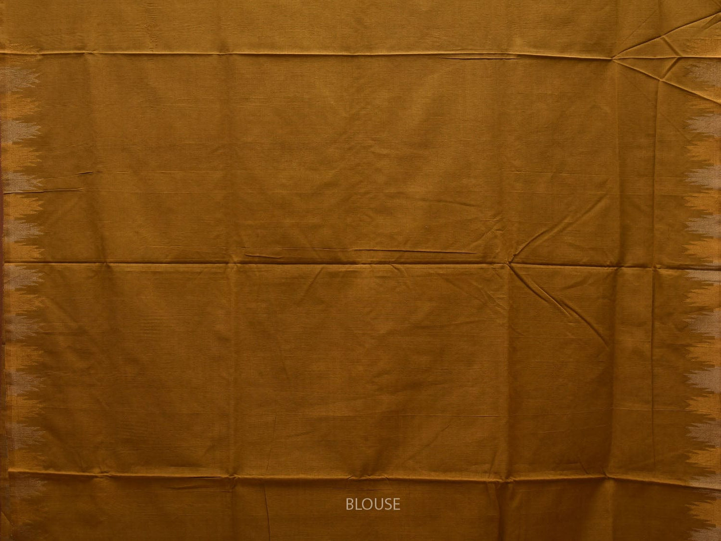 Olive Khadi Cotton Handloom Saree with Temple Border Design - Global Threads | Swadesiicart