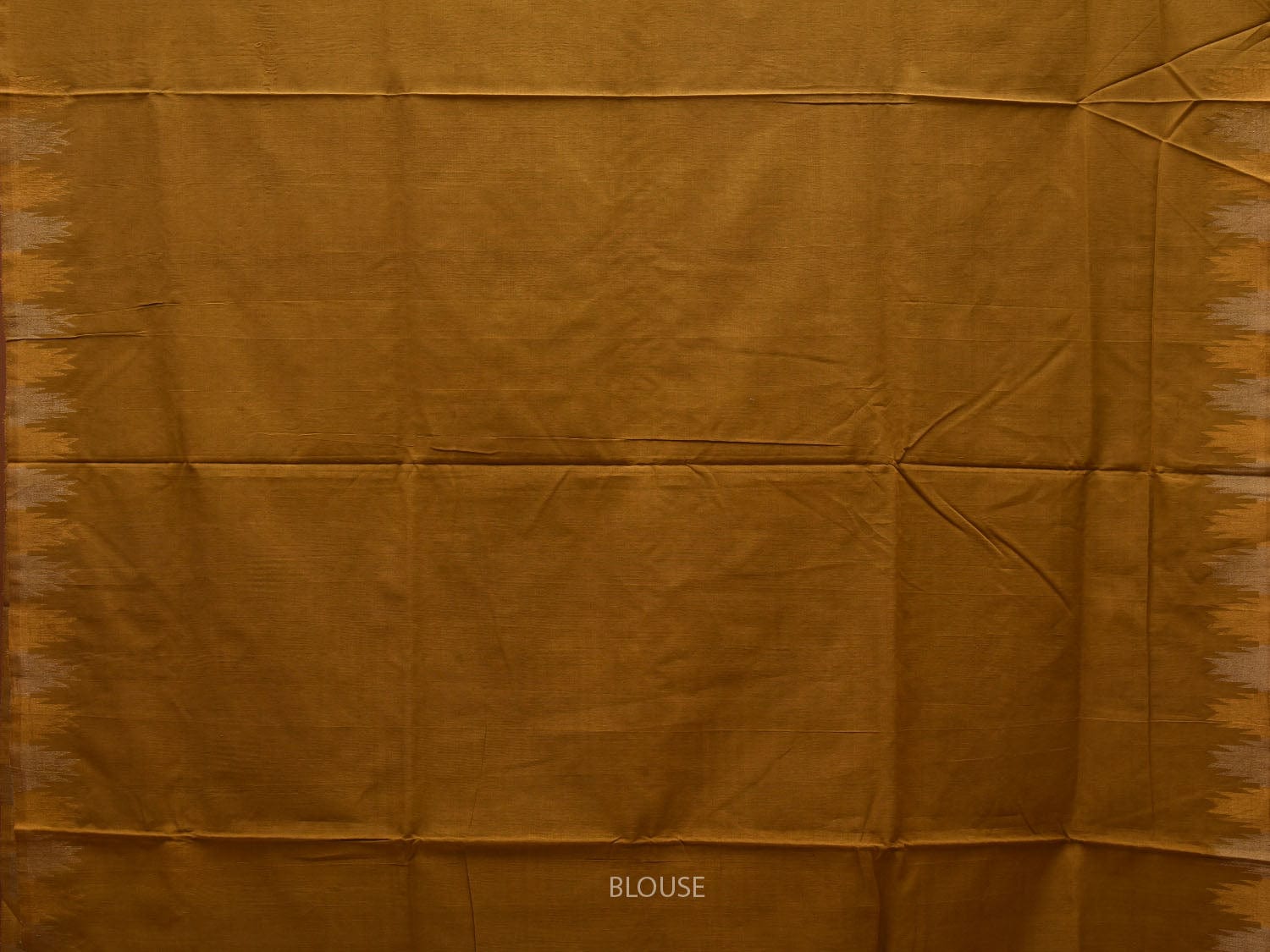 Olive Khadi Cotton Handloom Saree with Temple Border Design - Global Threads | Swadesiicart