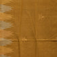 Olive Khadi Cotton Handloom Saree with Temple Border Design - Global Threads | Swadesiicart