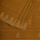 Olive Khadi Cotton Handloom Saree with Temple Border Design - Global Threads | Swadesiicart