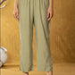 Yufta Olive Thread_Work Shirt And Trouser Polyester Co-Ord Set - Swadesiicart