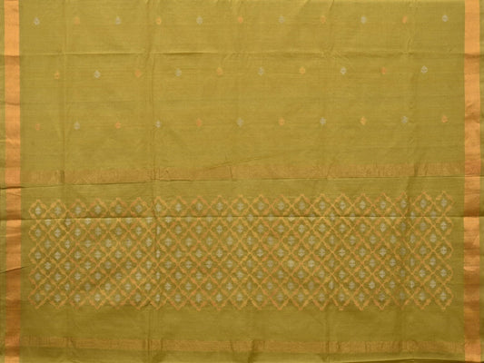Olive Uppada Cotton Handloom Saree with Jamdani Pallu Design - Global Threads | Swadesiicart