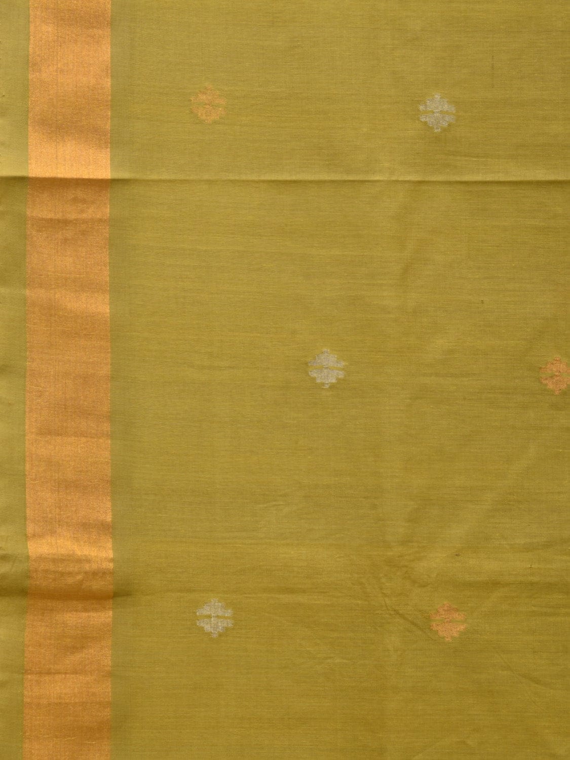 Olive Uppada Cotton Handloom Saree with Jamdani Pallu Design - Global Threads | Swadesiicart
