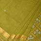 Olive Uppada Cotton Handloom Saree with Jamdani Pallu Design - Global Threads | Swadesiicart