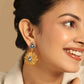 Nuyug 18K Gold-Plated Stones & American Diamond Studded Contemporary Wire Drop Earrings | Swadesiicart