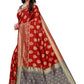 Vamika Banarasi Jacquard Weaving Red Saree (Dangal Red) | Swadesiicart