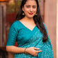 Rama Silk Blend Ajrak Saree with Unstitched Blouse - Hiral Fashion | Swadesiicart