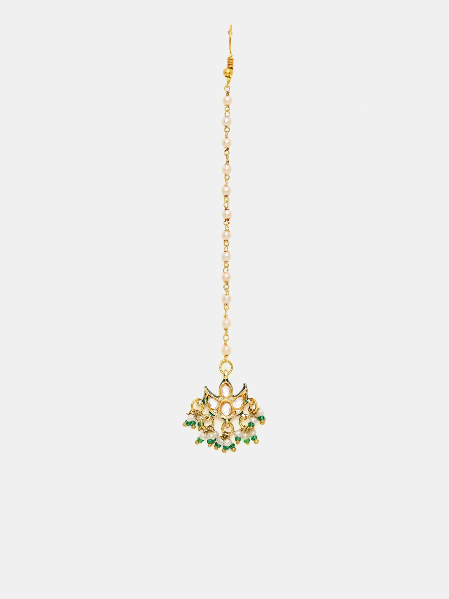 Ruby Raang Gold Polished Gold Kundan Maang Tikka | Swadesiicart