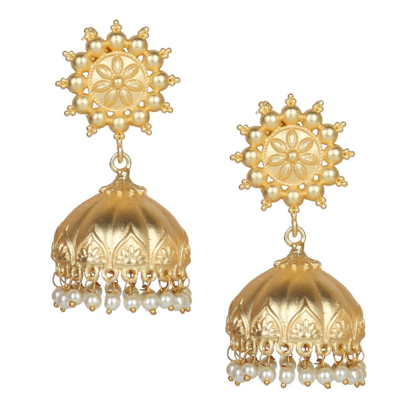 Joban Fashion Women Matte Gold Brass Jhumka | Swadesiicart