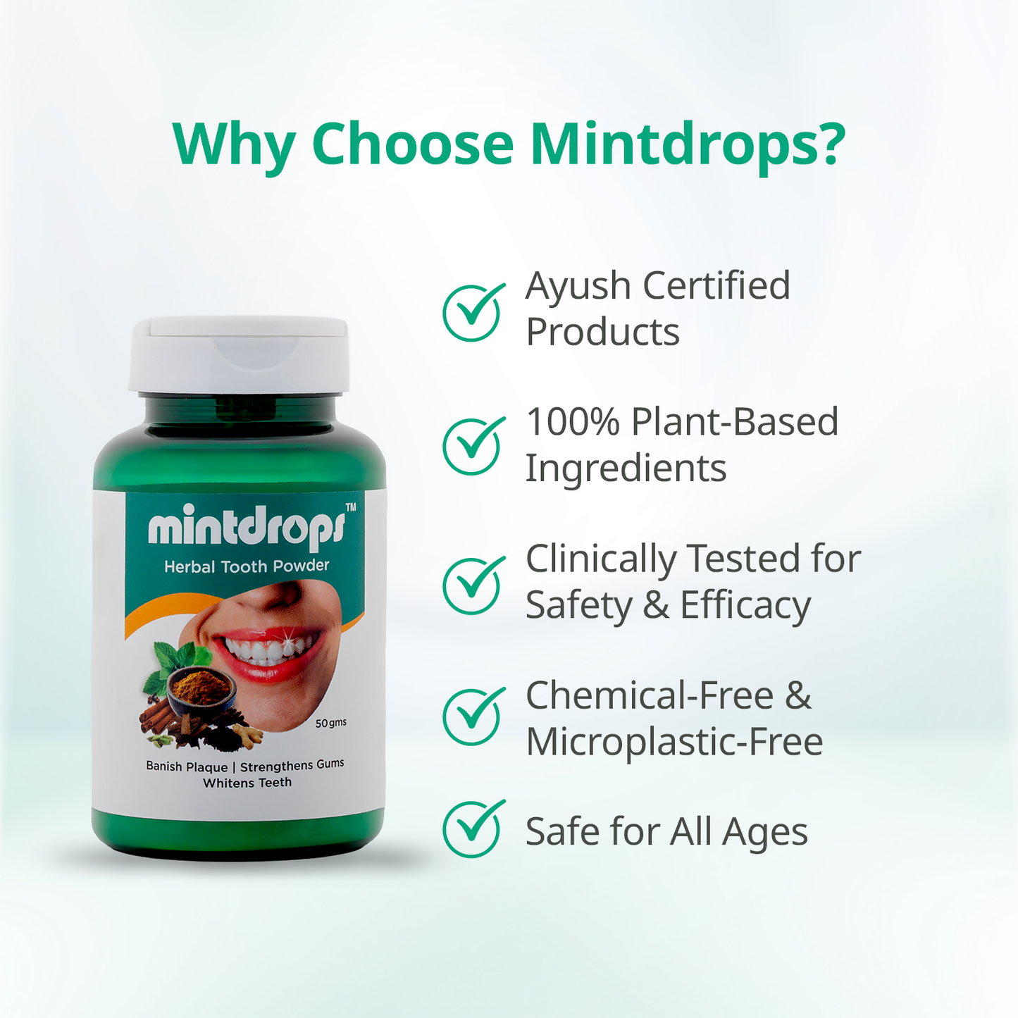 Mintdrops Herbal Tooth Powder | Swadesiicart