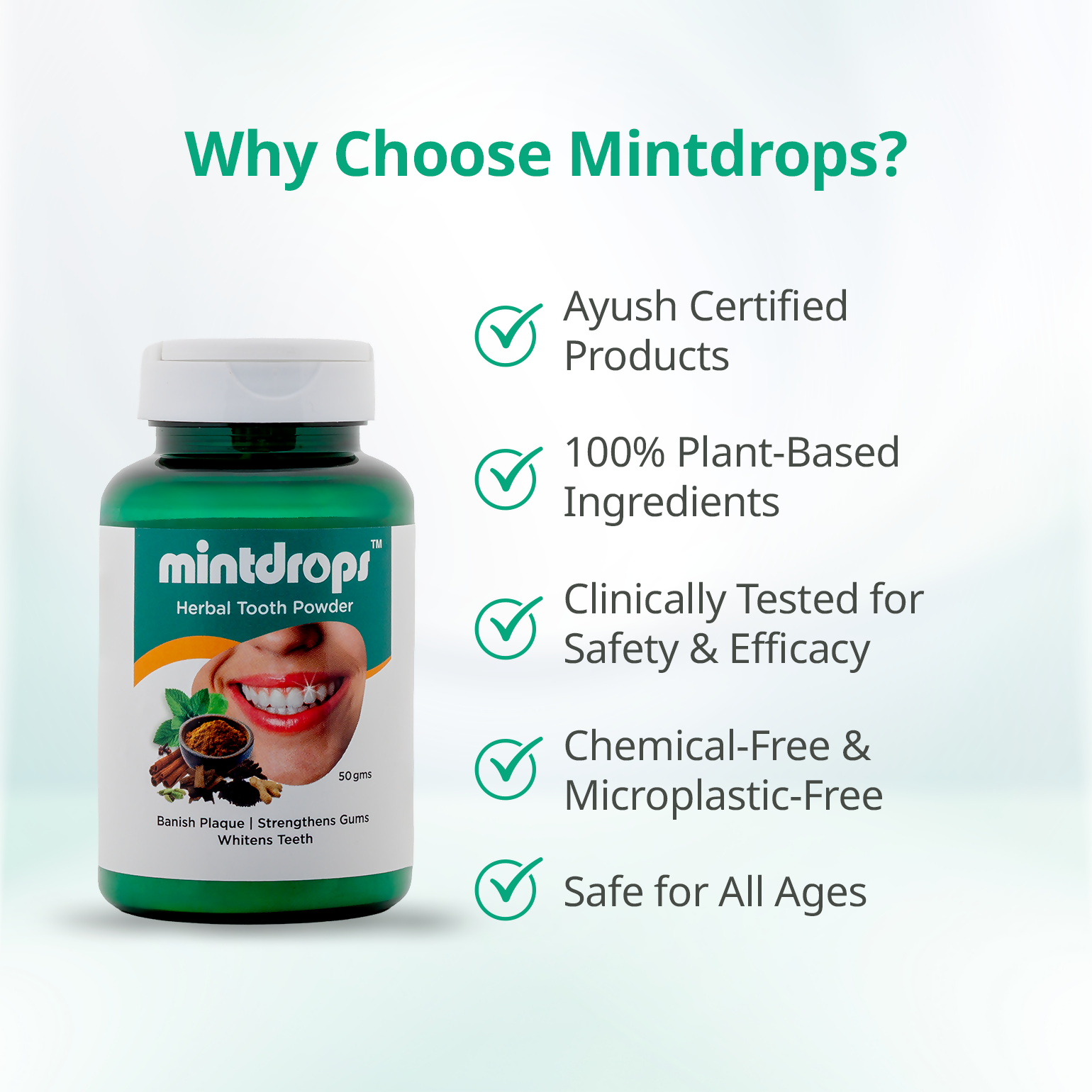 Mintdrops Herbal Tooth Powder | Swadesiicart
