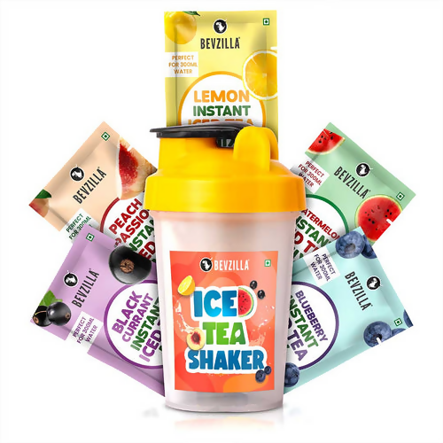 Bevzilla 5 Flavoured Iced Tea Sachets + Shaker | Swadesiicart