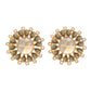 Nuyug 22K Gold Plated Faux Smoky Quartz & Crystal Studded Contemporary Floral Studs | Swadesiicart