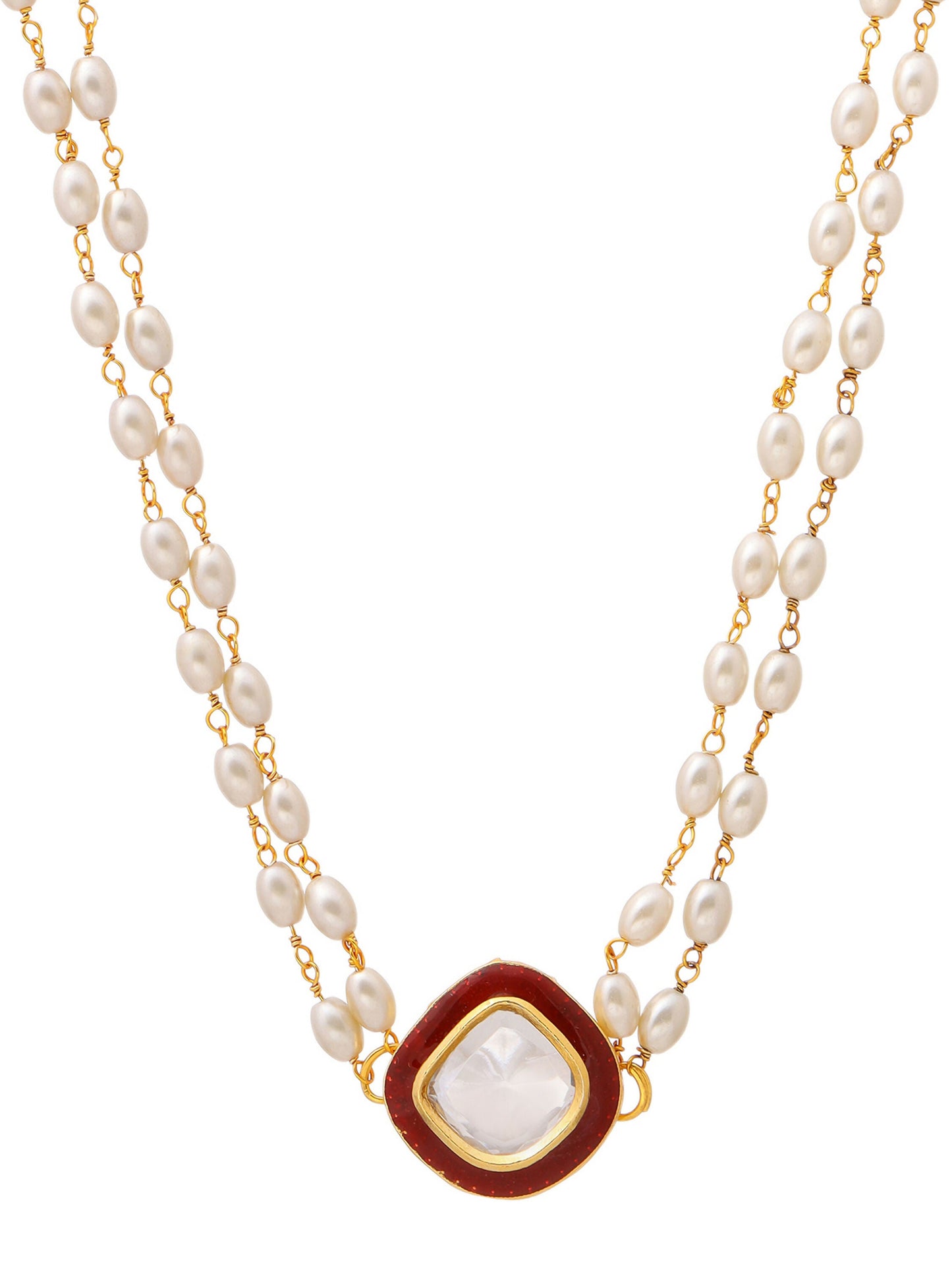 Ruby Raang Red Kundan & Pearl Choker | Swadesiicart
