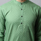 Even Apparels Green Color Pure Cotton Men's Kurta With Band Collar (SLD073) | Swadesiicart