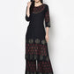 Aniyah Rayon Black Color Block Print Straight Kurta Palazzo Set (AN-189K)