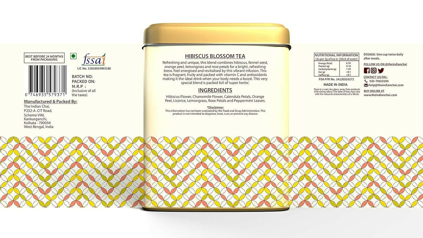 The Indian Chai - Hibiscus Blossom Tea 30 Pyramid Tea Bags | Swadesiicart