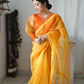 Vamsee Vasu Yellow Organza Saree - Swadesiicart