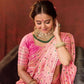 DEIANA'S Beautiful Designer Golden zari Soft Lichi Silk Saree - Peach - Swadesiicart