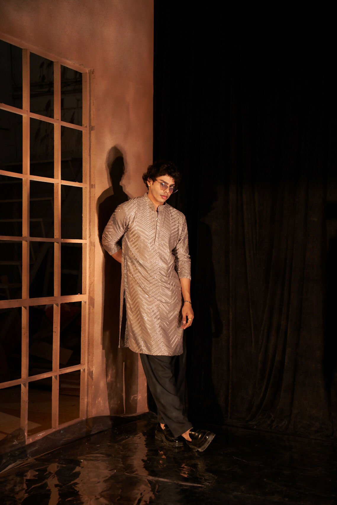 Grey Viscose Chikankari Embroidery Work Men's Kurta Set - Mahotsav | Swadesiicart