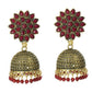 Mominos Fashion Joharkamal Kundan work Jhumka with Maroon Beads - Mominos Fashion