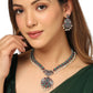 NVR Women Stone Studded Oxidised Silver Jewellery Set - NR Retail-NVR