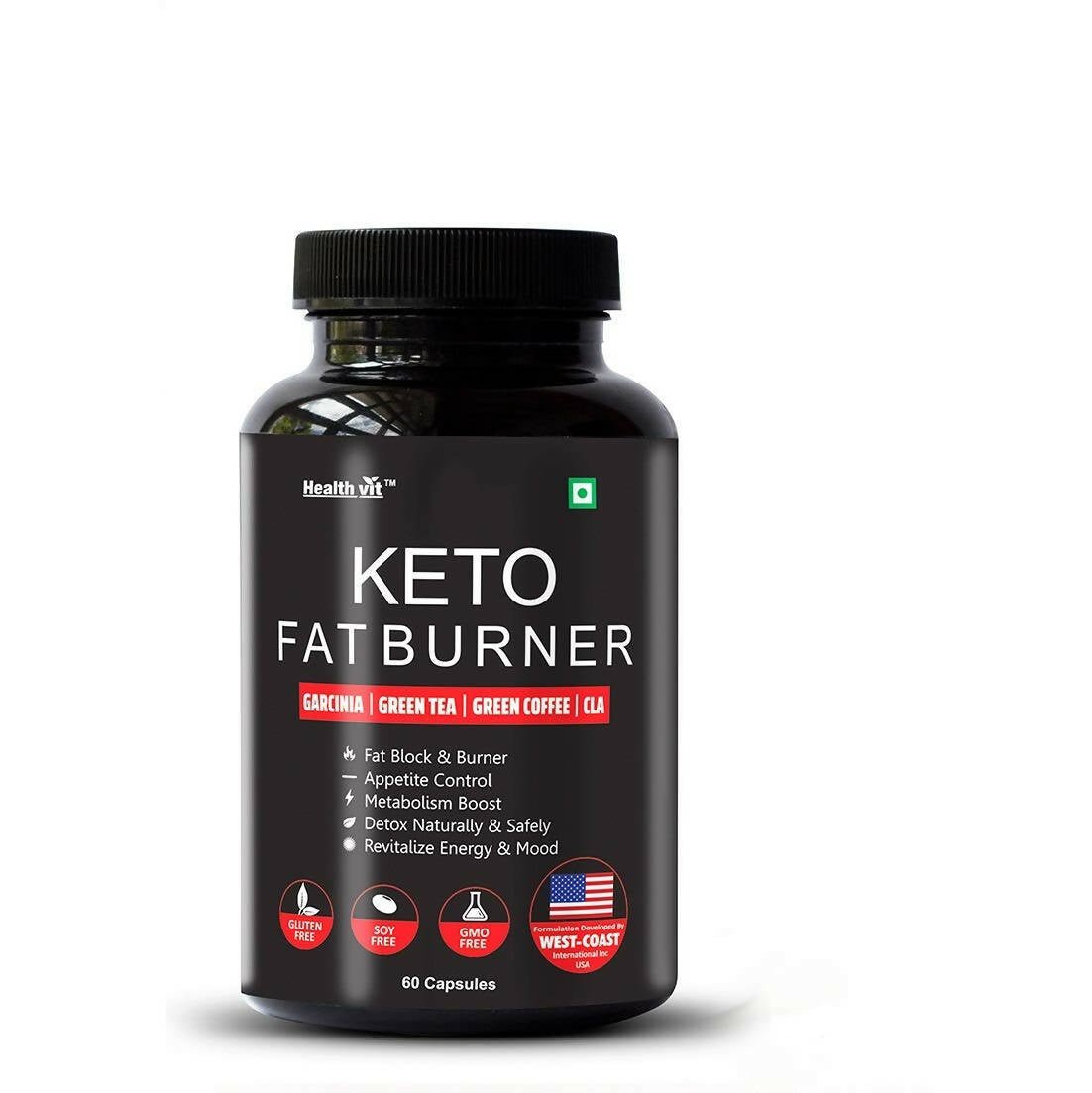 Healthvit Keto Fat Burner With Garcinia, Green Tea, Green Coffee Capsules | Swadesiicart